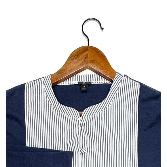 J. Crew Factory Tops - J.Crew,‎  Navy/White Stripe Collar, Long Sleeve Shirt, Wmn's Size Small